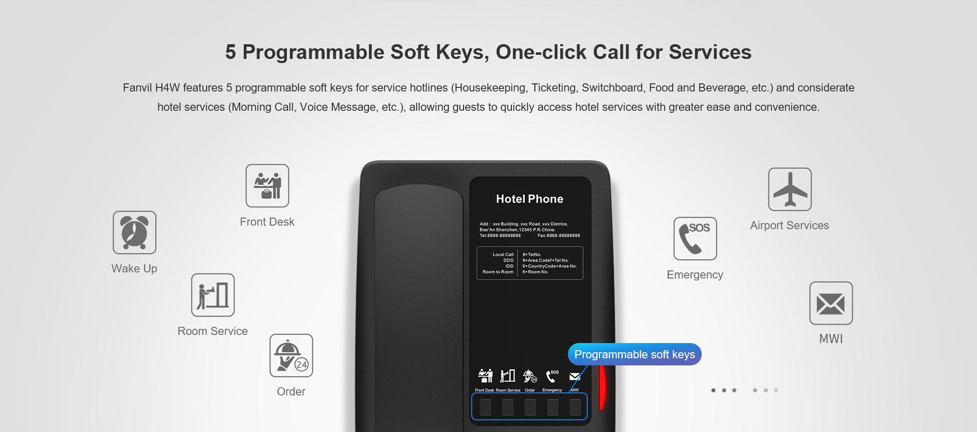Programmable Phone FANVIL, H4-Black Hotel IP Phone, Cost-effective hotel IP phone, HD ...