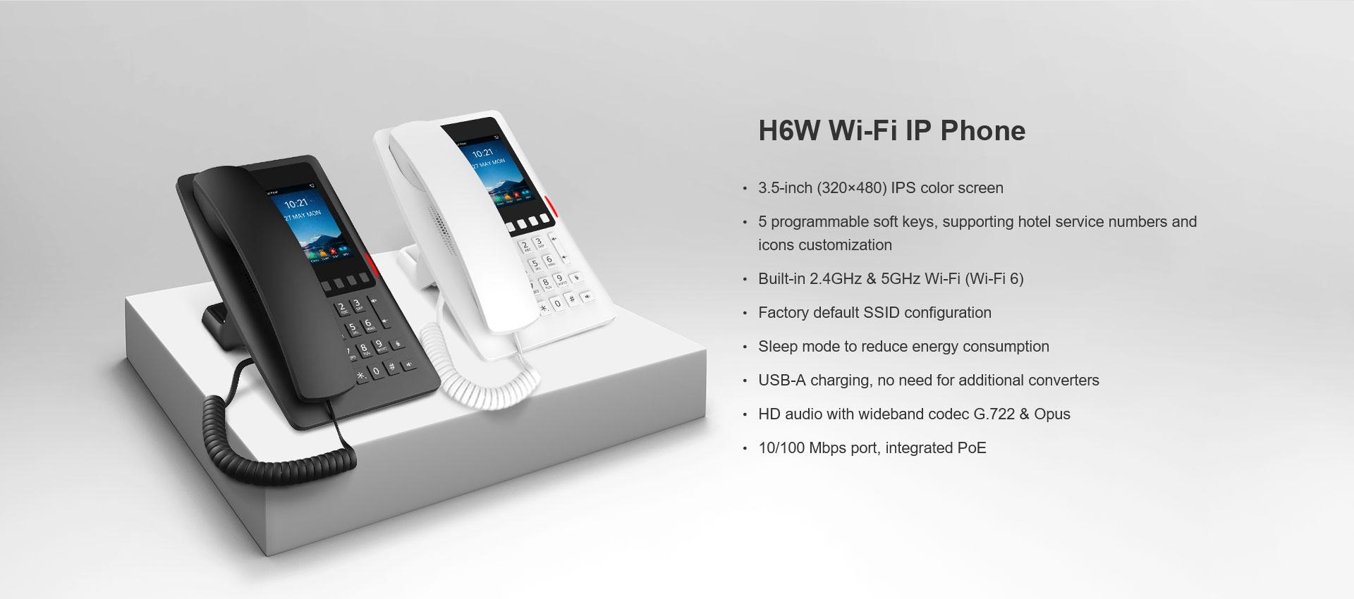 Programmable Phone Fanvil, H6W-Black Hotel IP Phone, Cost-effective hotel IP phone, HD ...